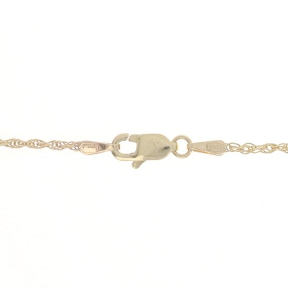 Yellow Gold Diamond Art Deco Flower Pendant Necklace 16" - 14k European - Picture 4 of 4